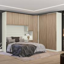 Quarto Modulado Casal Completo 8 Portas 6 Gavetas Canto Oblíquo Seletto Marrom/Areia HP/Jequitibá Quarto Modulado Casal Completo 8 Portas 6 Gavetas Canto Oblíquo Seletto Marrom/Areia HP/Jequitibá