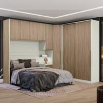 Quarto Modulado Casal Completo 8 Portas 6 Gavetas Canto Oblíquo Seletto Marrom/Areia/Jequitibá Quarto Modulado Casal Completo 8 Portas 6 Gavetas Canto Oblíquo Seletto Marrom/Areia/Jequitibá