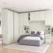 Quarto Modulado Casal Completo 8 Portas 9 Gavetas Canto Reto Seletto Bege/Areia HP