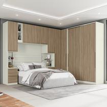 Quarto Modulado Casal Completo 9 Portas 6 Gavetas Canto Oblíquo Seletto
