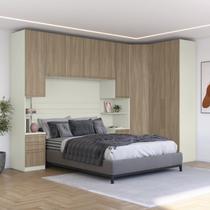 Quarto Modulado Casal Completo com Canto Oblíquo Seletto Marrom/Areia/Jequetibá Quarto Modulado Casal Completo com Canto Oblíquo Seletto Marrom/Areia/Jequetibá