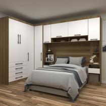 Quarto Modulado Casal de Canto 6 Peças 8 Portas 4 Gavetas Paris Luciane