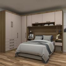 Quarto Modulado Casal de Canto 6 Peças 8 Portas 4 Gavetas Paris Luciane