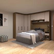 Quarto Modulado Casal de Canto 6 Peças 8 Portas Paris Luciane - Avelã/Cinnamon