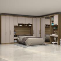 Quarto Modulado Casal de Canto 8 Peças 11 Portas Paris Luciane - Avelã/Cinnamon