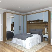 Quarto Modulado Casal de Canto com Espelho 6 Peças 7 Portas Paris Luciane
