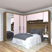 Quarto Modulado Casal de Canto com Espelho 6 Peças 7 Portas Paris Luciane