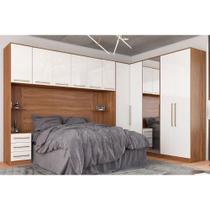 Quarto Modulado Casal Irlanda 7 Peças (3 Armários + 1 Ponte Aérea + 3 Complementos) QCM166 Amendola/Branco - Demóbile