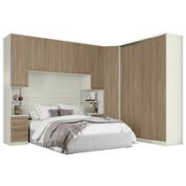 Quarto Modulado Casal Seletto 5 Peças 2 Portas Deslizante Areia/Jequitibá - Móveis Henn
