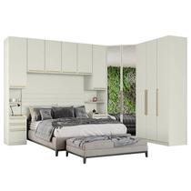 Quarto Modulado Casal Seletto 6 Peças com Closet Areia - Móveis Henn Quarto Modulado Casal Seletto 6 Peças com Closet Areia - Móveis Henn