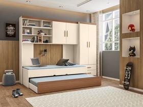 Quarto Modulado Chiara com Modulo Aereo, Guarda Roupa 2 Portas e Cama com Auxiliar Off White - Phoenix Baby