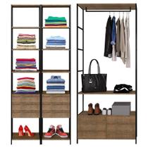 Quarto Modulado Closet 8 Gavetas Quadra Vermont Base Preto