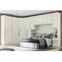 Quarto Modulado Completo Casal 6 Peças 11 Portas 9 Gavetas Predileto Bege/Areia