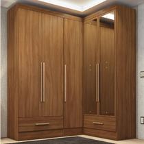 Quarto Modulado de Canto 100% MDF 3 Peças 5 Portas 2 Gavetas com Espelhos Smart Plus Espresso Móveis Quarto Modulado de Canto 100% MDF 3 Peças 5 Portas 2 Gavetas com Espelhos Smart Plus Espresso Móveis