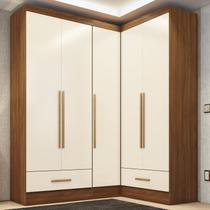 Quarto Modulado de Canto 100% MDF 3 Peças 5 Portas 2 Gavetas Smart Plus Espresso Móveis Off White/Cinamomo Quarto Modulado de Canto 100% MDF 3 Peças 5 Portas 2 Gavetas Smart Plus Espresso Móveis Off White/Cinamomo