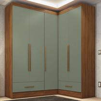 Quarto Modulado de Canto 100% MDF 3 Peças 5 Portas 2 Gavetas Smart Plus Espresso Móveis