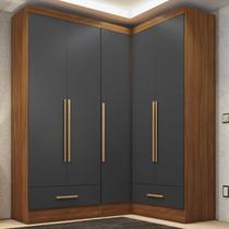 Quarto Modulado de Canto 100% MDF 3 Peças 5 Portas 2 Gavetas Smart Plus Espresso Móveis Quarto Modulado de Canto 100% MDF 3 Peças 5 Portas 2 Gavetas Smart Plus Espresso Móveis