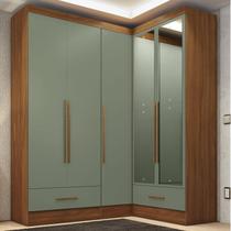 Quarto Modulado de Canto 3 Peças 5 Portas 2 Gavetas com Espelhos Smart Plus Espresso Móveis