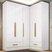 Quarto Modulado de Canto 3 Peças 5 Portas 2 Gavetas Smart Plus