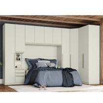 Quarto Modulado de Canto Casal com Cabeceira Queen 6 Peças 10 portas Seletto Henn - Areia HP