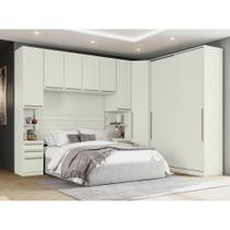 Quarto Modulado de Canto Casal Queen 5 Peças 9 portas Seletto Henn - Areia