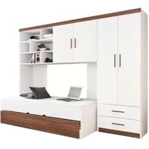 Quarto Modulado Infantil 4 Peças Clara Branco/Amadeirado