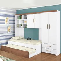 Quarto modulado Infanto Juvenil Chiara 4 Peças Branco c/ Amadeirado Phoenix Baby