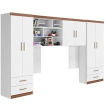 Quarto Modulado Juvenil Guarda-roupa E Armario Aereo Com Nicho
