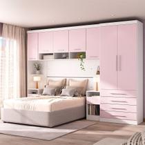 Quarto Modulado Queen com Guarda-roupas Maleiro e Cabeceira Alpes Master Luciane Móveis Quarto Modulado Queen com Guarda-roupas Maleiro e Cabeceira Alpes Master Luciane Móveis