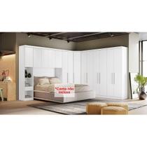 Quarto Modulado Rizon 5 Peças (1 Armário Ponte + 1 Closet + 2 Guarda Roupas + 1 Complemento) QC203 Branco