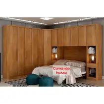 Quarto Modulado Rizon 7 Peças (1 Armário Ponte + 1 Closet + 3 Guarda Roupas + 2 Complementos) QC211 Freijo Cumaru - Novo Horizonte Quarto Modulado Rizon 7 Peças (1 Armário Ponte + 1 Closet + 3 Guarda Roupas + 2 Complementos) QC211 Freijo Cumaru - Novo Horizonte