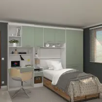 Quarto Modulado Solteiro 313cm 6 Portas 4 Gavetas Alpes Luciane