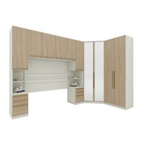 Quarto Modulado Solteiro 5 Peças Areia/Jequitibá