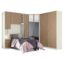 Quarto Modulado Solteiro Ambiente 2 New Predileto 5 Peças Areia Jequitibá - Henn