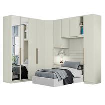 Quarto Modulado Solteiro Ambiente 4 New Predileto 6 Peças Areia - Henn Quarto Modulado Solteiro Ambiente 4 New Predileto 6 Peças Areia - Henn