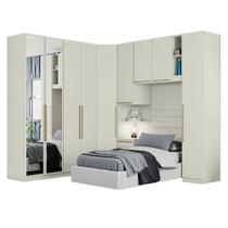 Quarto Modulado Solteiro Ambiente 4 Seletto 6 Peças Areia - Henn Quarto Modulado Solteiro Ambiente 4 Seletto 6 Peças Areia - Henn