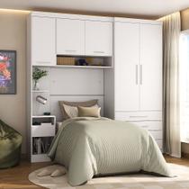 Quarto Modulado Solteiro com Guarda-roupas Maleiro e Cabeceira Alpes Master Luciane Móveis