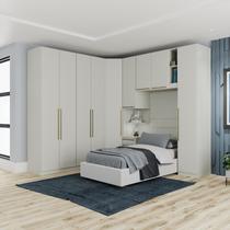 Quarto Modulado Solteiro Completo 9 Portas 3 Gavetas Canto Oblíquo Seletto