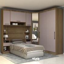 Quarto Modulado Solteiro de Canto 6 Peças 6 Portas Paris Luciane