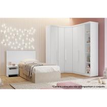 Quarto Modulado Solteiro Rizon 4 Peças (1 Closet + 2 Guarda Roupas + 1 Complemento) QC209 Branco - Novo Horizonte