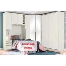 Quarto Modulado Solteiro Seletto 5 Peças (1 Armário Ponte + 1 Closet + 2 Guarda Roupas + 1 Componente) QMH03 Areia - Henn