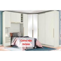 Quarto Modulado Solteiro Seletto 5 Peças (1 Ponte + 1 Closet + 2 G Roupas + 1 Componente) QMH03 Areia - Henn Quarto Modulado Solteiro Seletto 5 Peças (1 Ponte + 1 Closet + 2 G Roupas + 1 Componente) QMH03 Areia - Henn