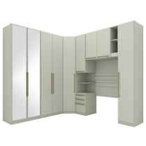 Quarto Modulado Solteiro Seletto 6 Peças Areia com Espelho - Móveis Henn
