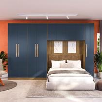 Quarto Modular Kappesberg Adapt Nogueira/azul Profundo 4 Peças 376cm Quarto Modular Kappesberg Adapt Nogueira/azul Profundo 4 Peças 376cm