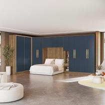 Quarto Modular Kappesberg Adapt Nogueira/Azul Profundo 6 peças Quarto Modular Kappesberg Adapt Nogueira/Azul Profundo 6 peças
