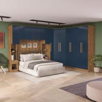 Quarto Modular Kappesberg Adapt Nogueira/Azul Profundo 8 Peças 357cm x 263cm