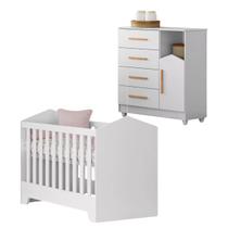 Quarto Montado Infantil Cômoda e Berço Seguro Grade Removível