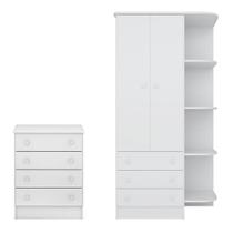 Quarto Para Bebê com Guarda Roupa e Cômoda Doce Sonho Branco Quarto Para Bebê com Guarda Roupa e Cômoda Doce Sonho Branco