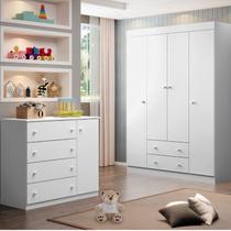 Quarto Para Bebê Infantil com 01 Guarda Roupa 4 Portas 2 Gavetas com 01 Cômoda 4 Gavetas 1 Porta Helena Quarto Para Bebê Infantil com 01 Guarda Roupa 4 Portas 2 Gavetas com 01 Cômoda 4 Gavetas 1 Porta Helena
