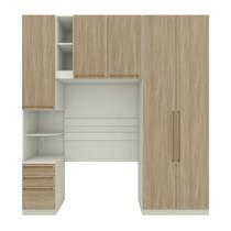 Quarto Solteiro completo 5 Portas 6 Gavetas Areia/Jequitibá